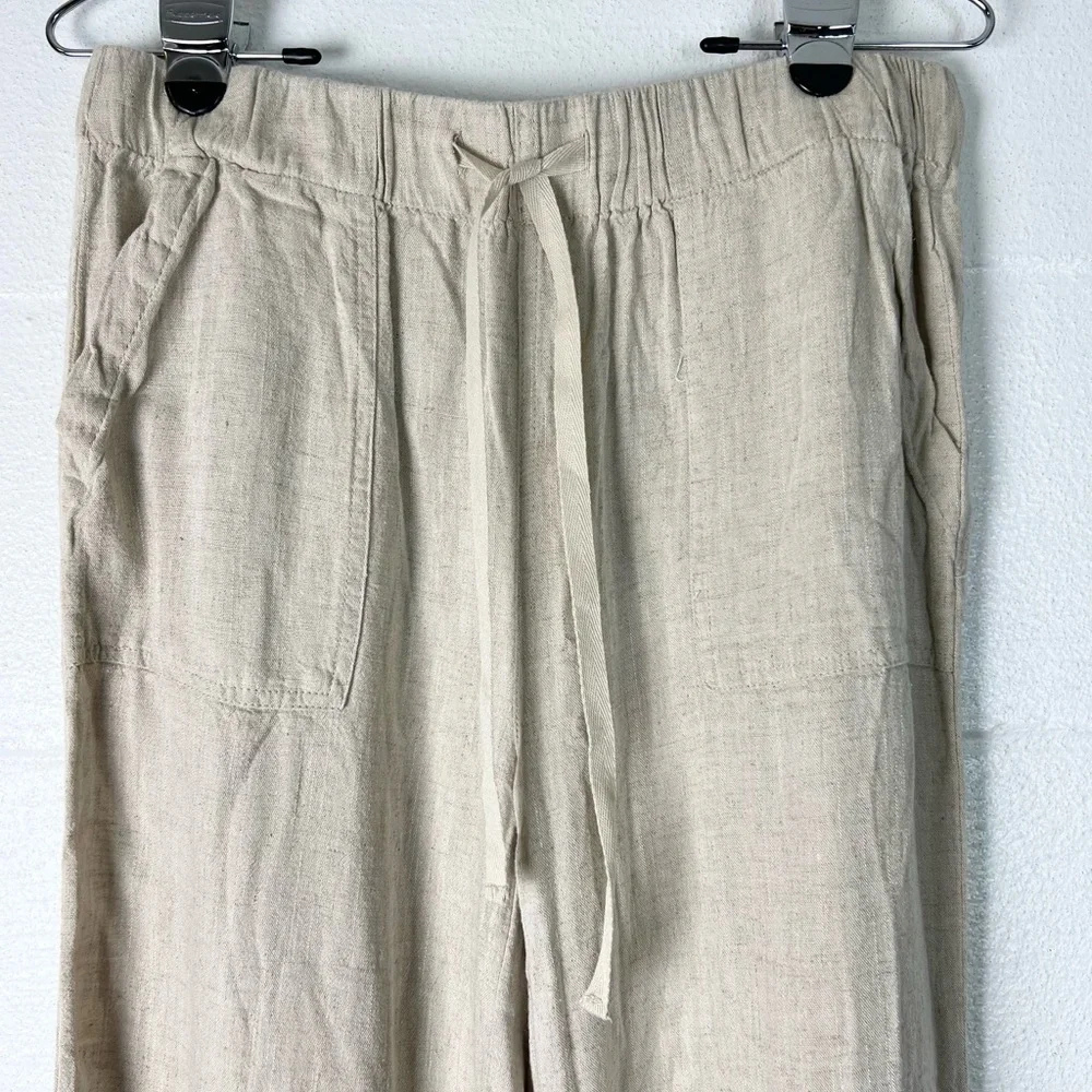 Thread & Supply linen blend‎ cropped pants frayed hem Pull on size Medium euro